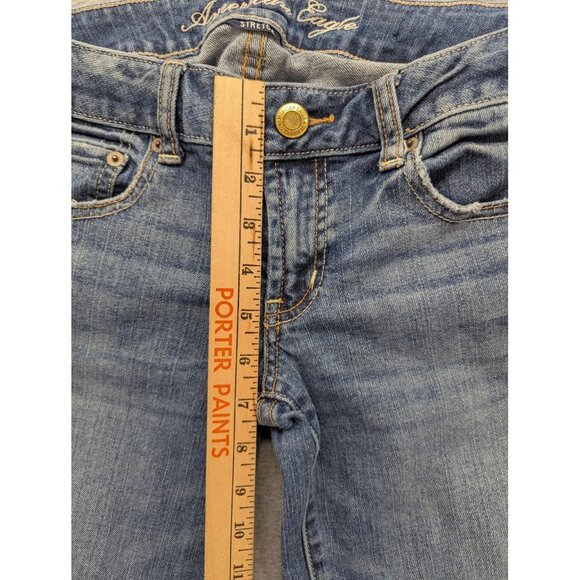 American Eagle Jeans Womens 6 Blue Favorite Boyfriend Stretch Straight Leg Boho - Picture 7 of 16